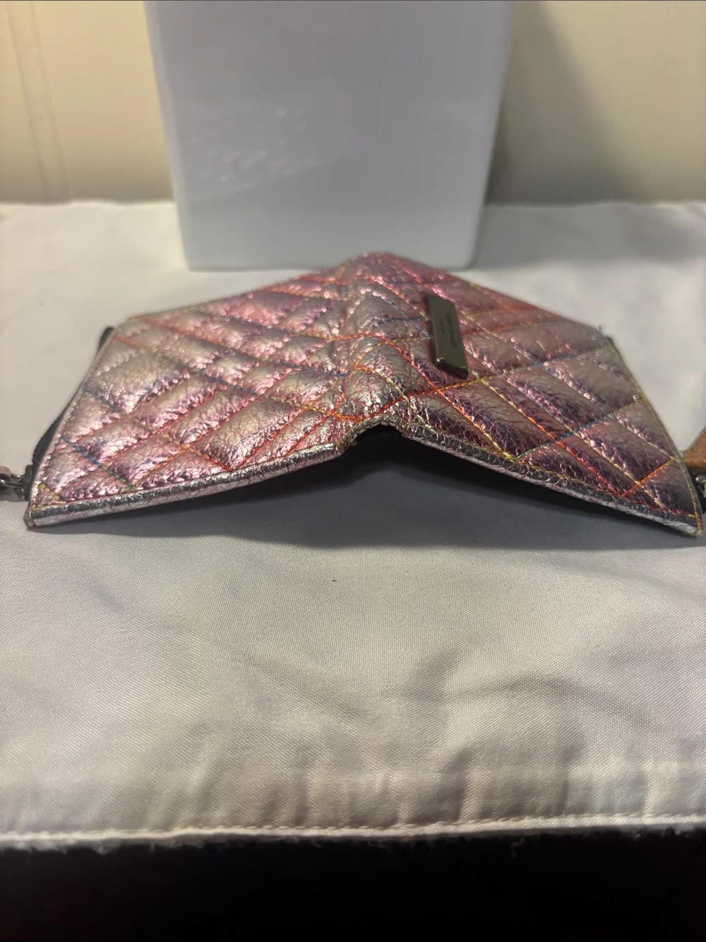 NWOT Kurt Geiger London Metallic Quilted Bifold Wallet Kensington - RARE